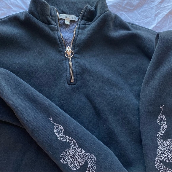 Urban Outfitters SNAKE Black Sweatshirt Vintage Zipper Size Small - Picture 2 of 3